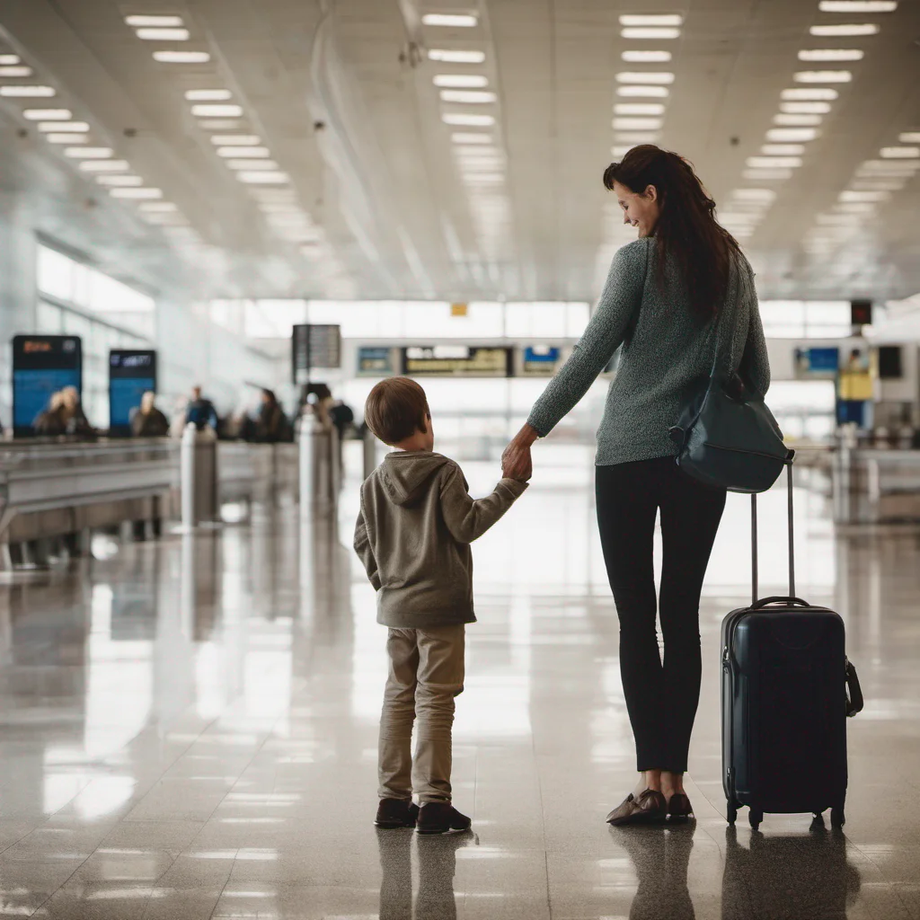 aiher mom and son saying goodbye at the airport he is an adult confident engaging wow artstation art 3