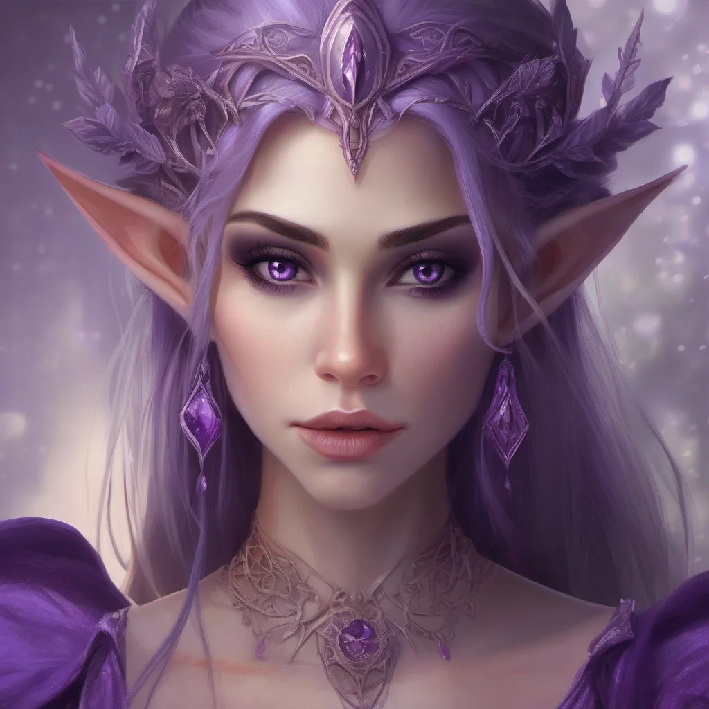 aihig elf portrait fantasy female purple dress and purple eyes. good looking trending fantastic 1