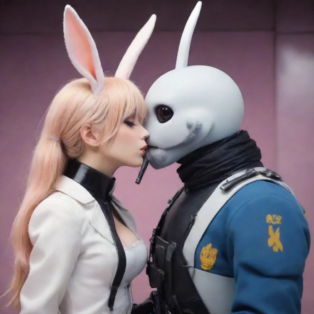 aihigh contrast a anime style anthropomorphic emo rabbit woman kissing a swedish space soldier man with a beard hd 4