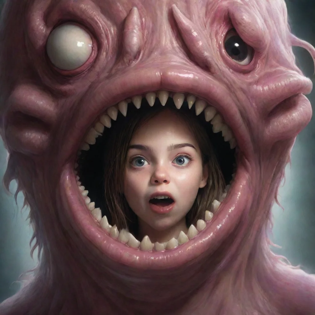 aihigh contrast a girl halfway inside the mouth of a monster 4