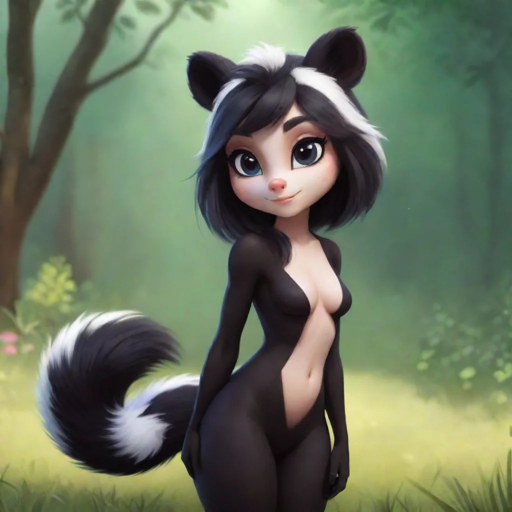 high contrast a little skunk anthro girl 4
