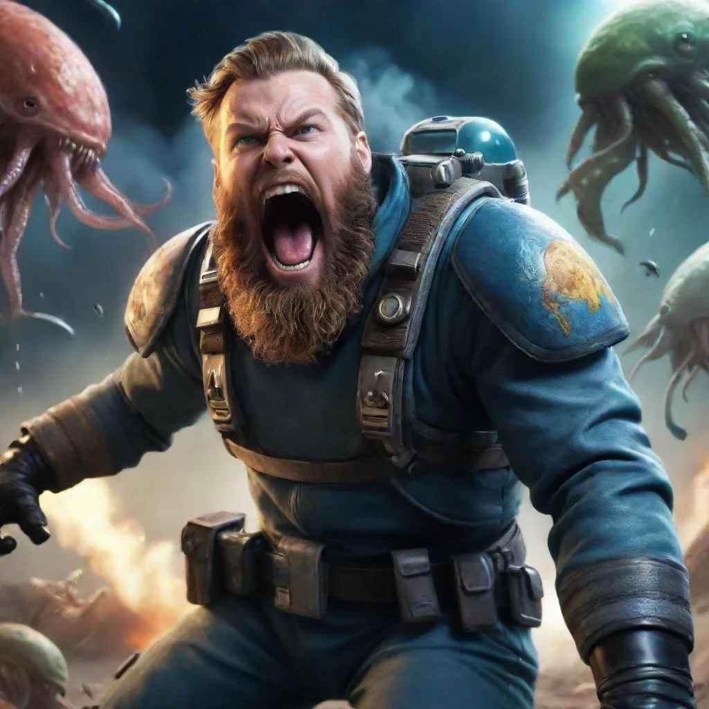 aihigh contrast a young bearded angry screaming swedish space soldier man fighting against alien squids wars hd 4