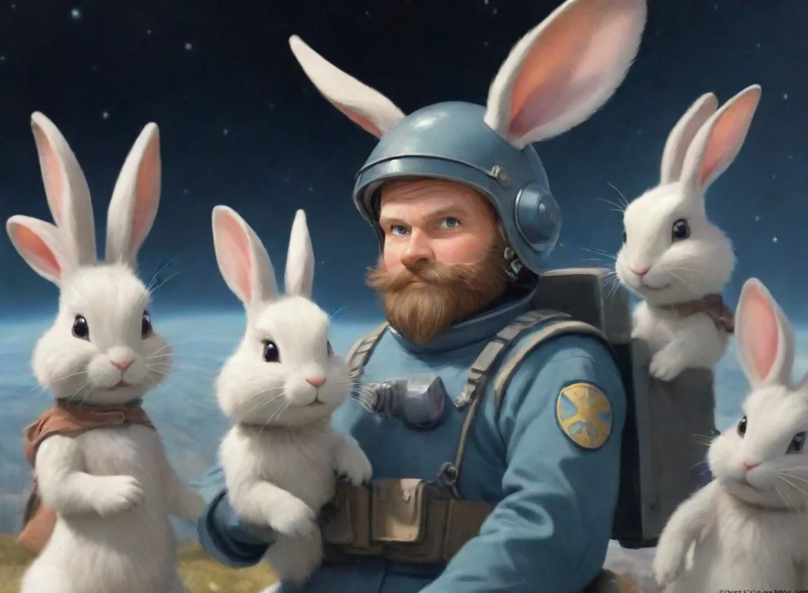 aihigh contrast a young bearded swedish space soldier saving anthropomorphic rabbits propaganda cartoon hd 4 landscape43