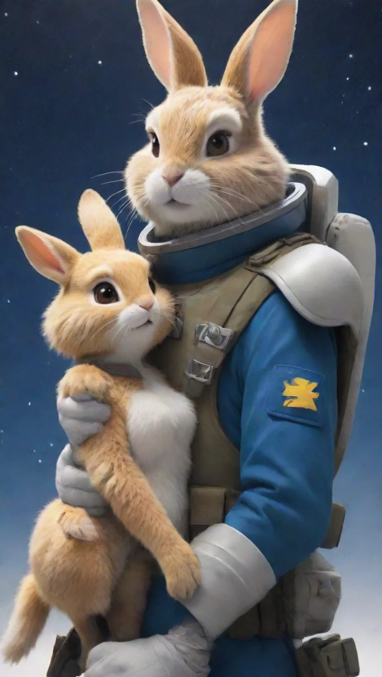 aihigh contrast a young bearded swedish space soldier saving female furry femenine anthro rabbit cartoon propaganda poster hd 4 tall