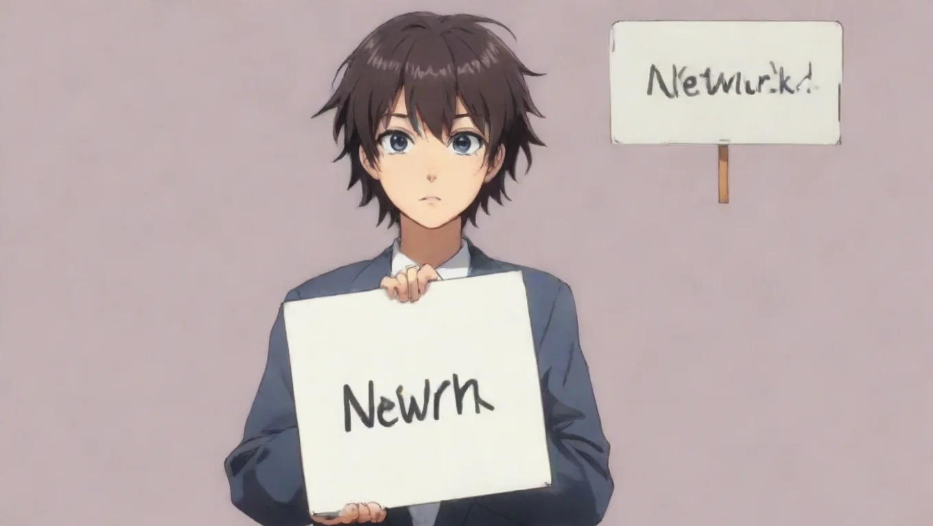aihigh contrast anime character holding sign that says netwrck 4 widescreen