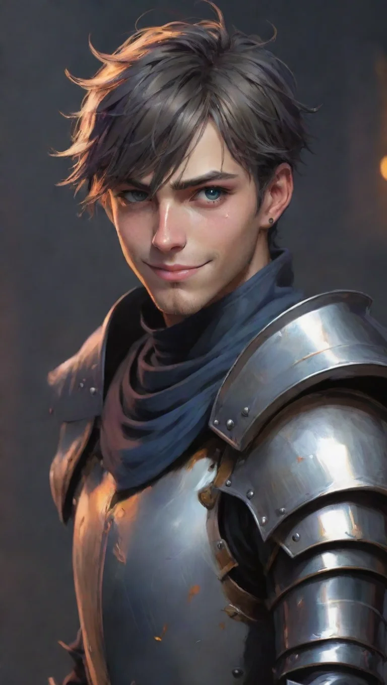 aihigh contrast anime comic book fantasy art punk knight colorful realistic hd world aesthetic kind smile seductive male knight poor  best quality artstation 4 tall
