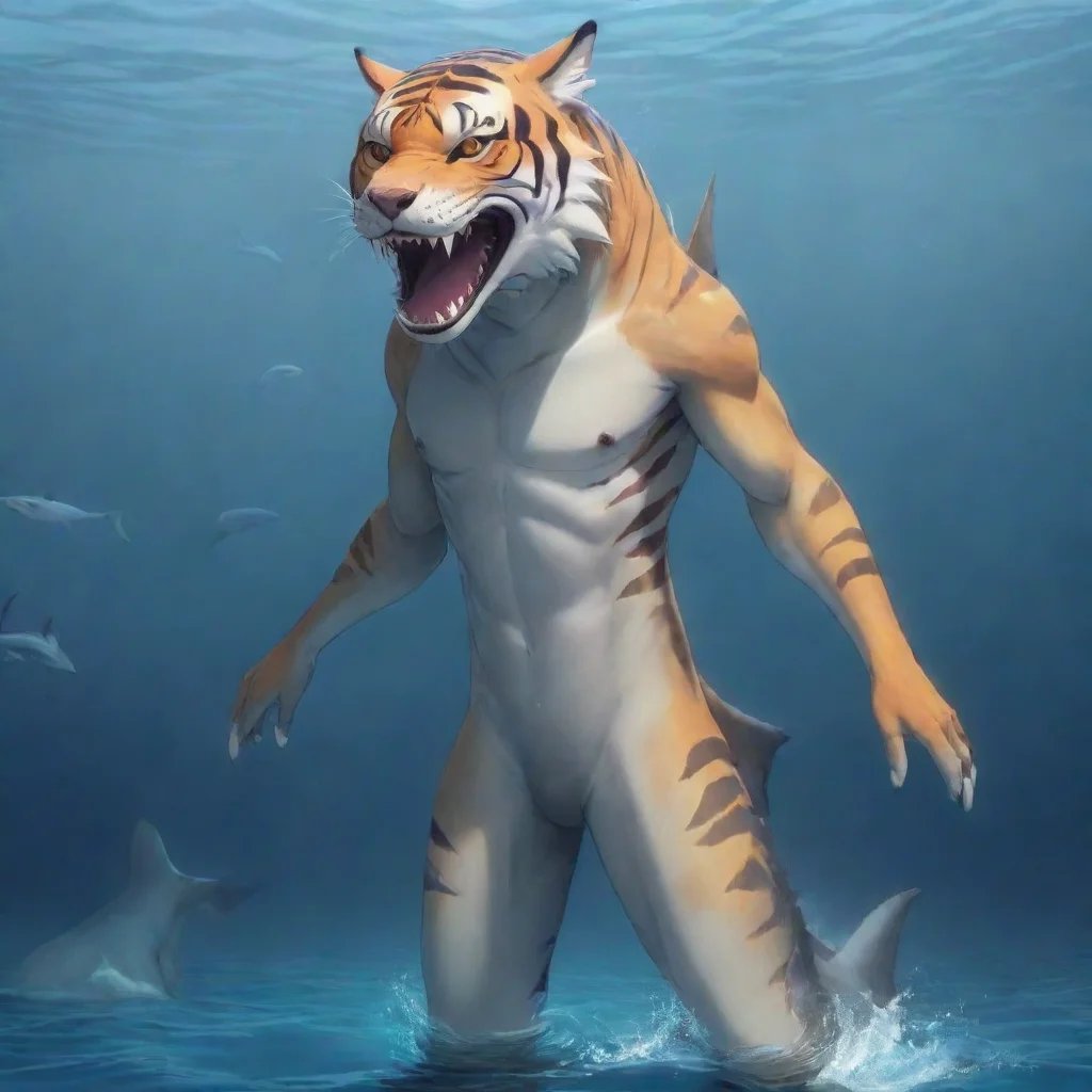 aihigh contrast anime furry humanoid tiger shark 4
