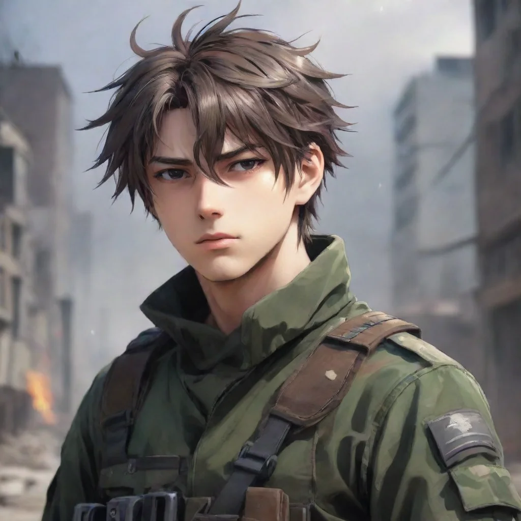 aihigh contrast anime male soldier epic hd background messy hair 4