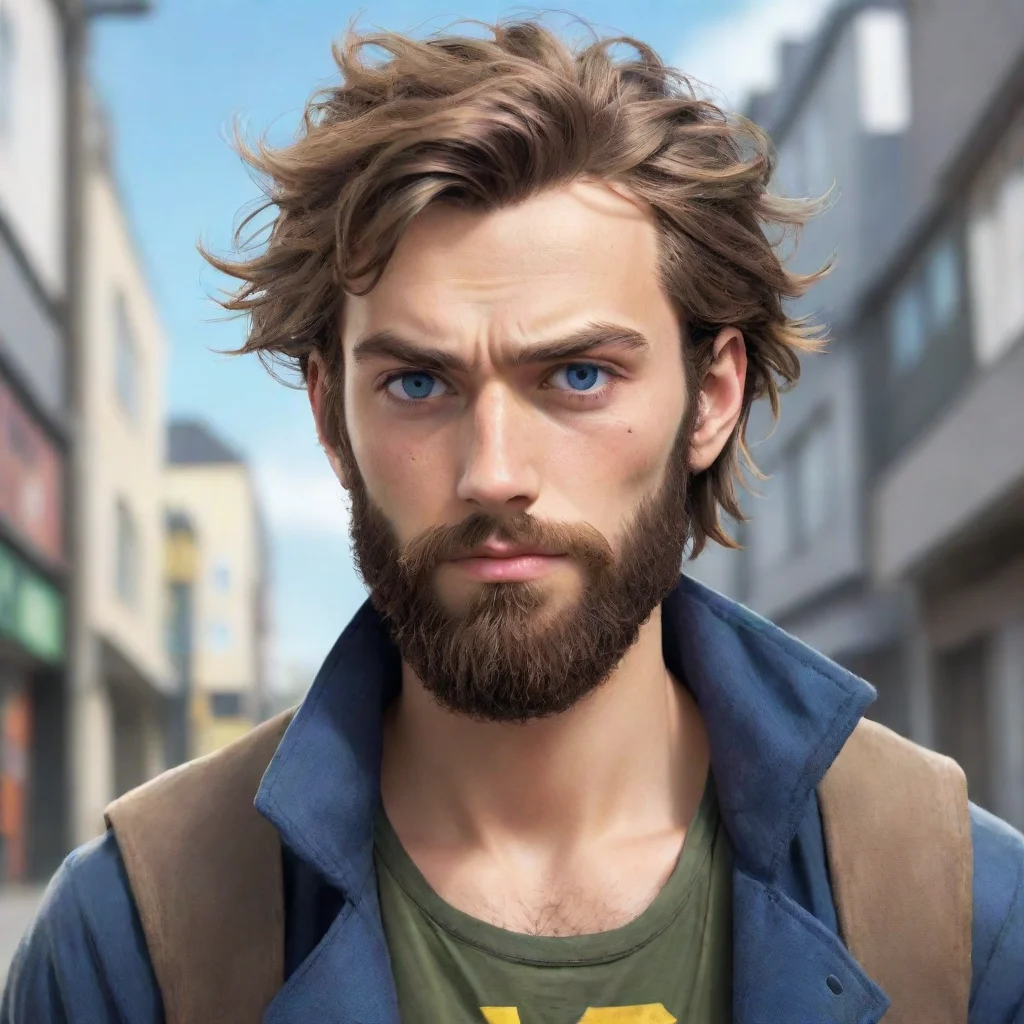 aihigh contrast anime young bearded swedish superhero hobo man 4