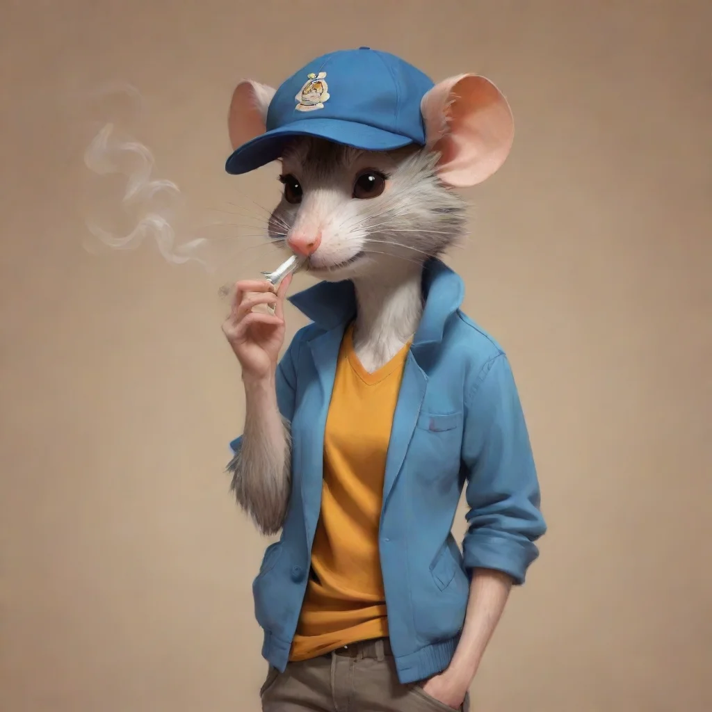 aihigh contrast anthro furry rat tomboy woman smoking a cigarette cartoon 4