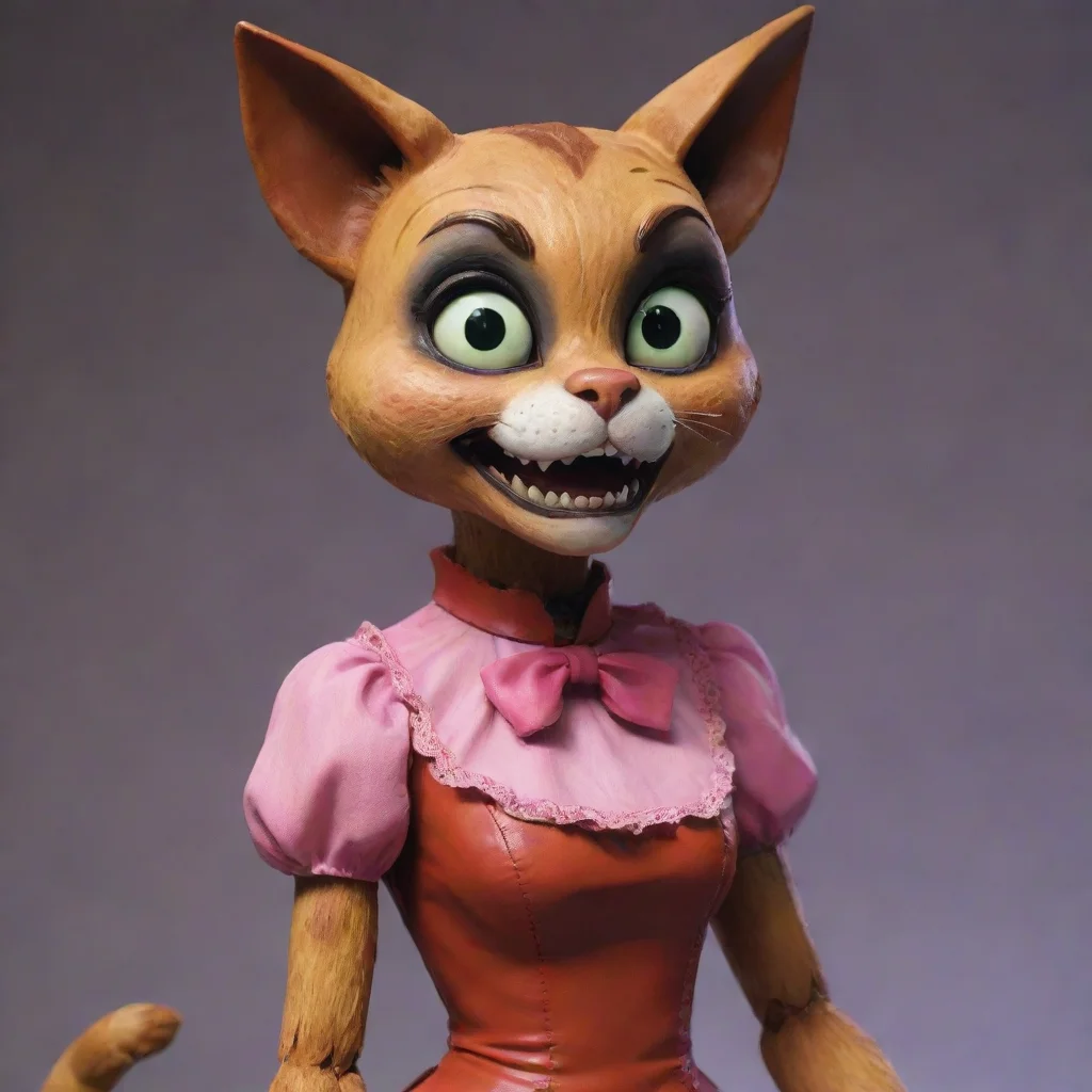aihigh contrast cartoony feminine anthro cat animatronic freddys horror 4