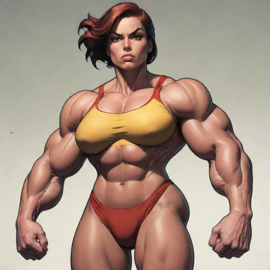 aihigh contrast comic book girl with bigger muscles than a man 4