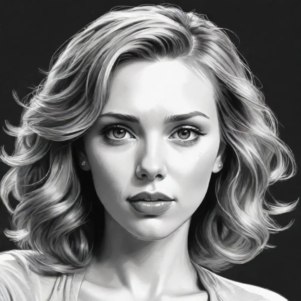 aihigh contrast comic book style detailed lineart drawing illustration of a beautiful young 1girl attractive scarlett johansson hd artstation 4