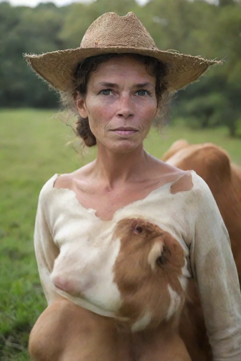 aihigh contrast cow woman 4 portrait