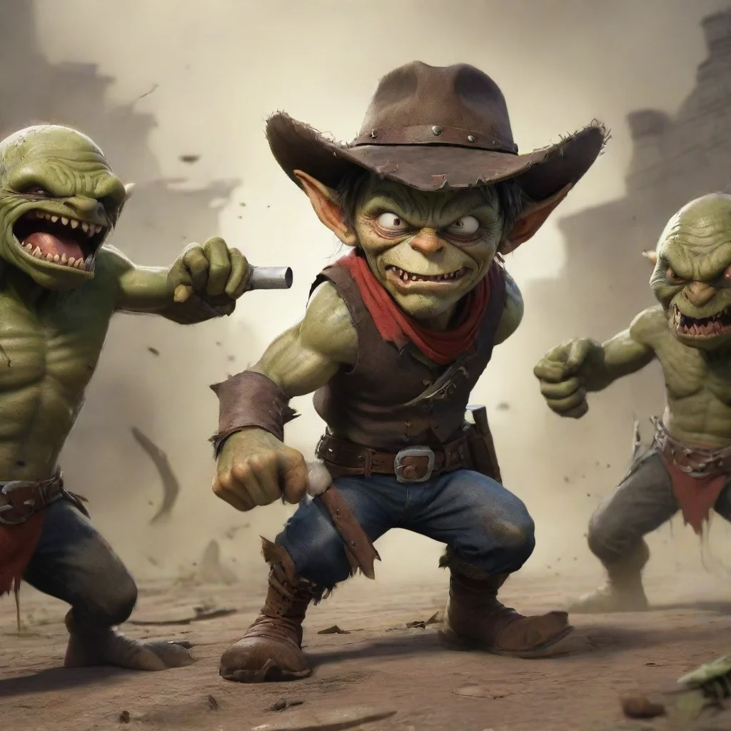 aihigh contrast cowboy fighting goblins hd 4