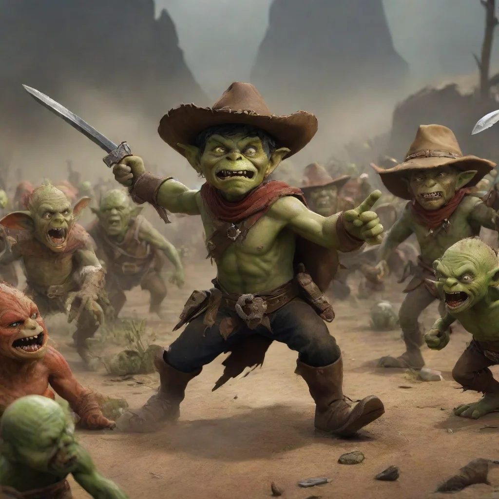 aihigh contrast cowboys fighting against goblins hd 4