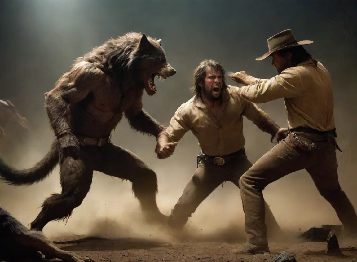 aihigh contrast cowboys fighting against werewolf hd 4 landscape43