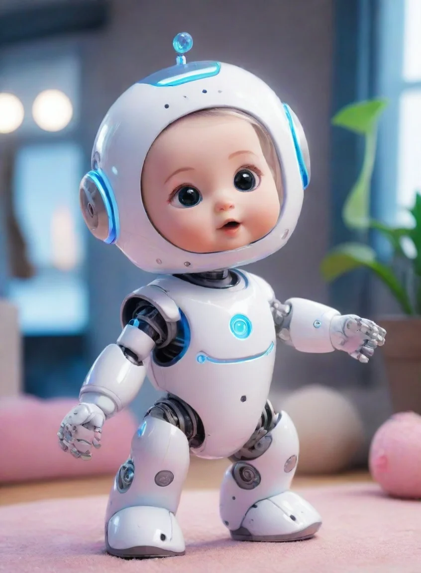 aihigh contrast cute ai baby like robot helper happy amazing wonderland robotics futuristic fun enchanting environment 4 portrait43