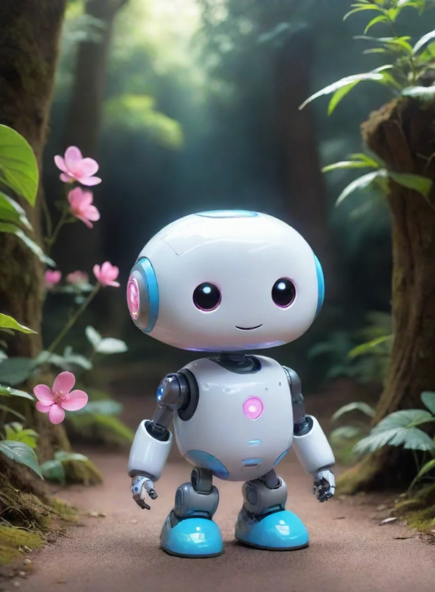 aihigh contrast cute ai robot helper happy amazing wonderland robotics futuristic fun enchanting environment 4 portrait43