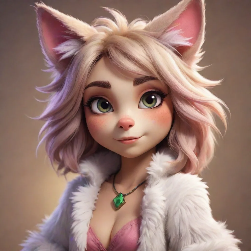 high contrast cute anthropomorphized furry woman  4