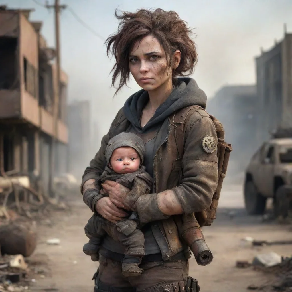 aihigh contrast cute post apocalyptic mother 4