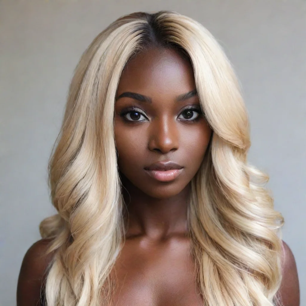 aihigh contrast dark skin long blonde hair 4