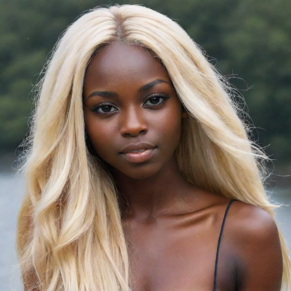 aihigh contrast dark skin long blonde haired 4