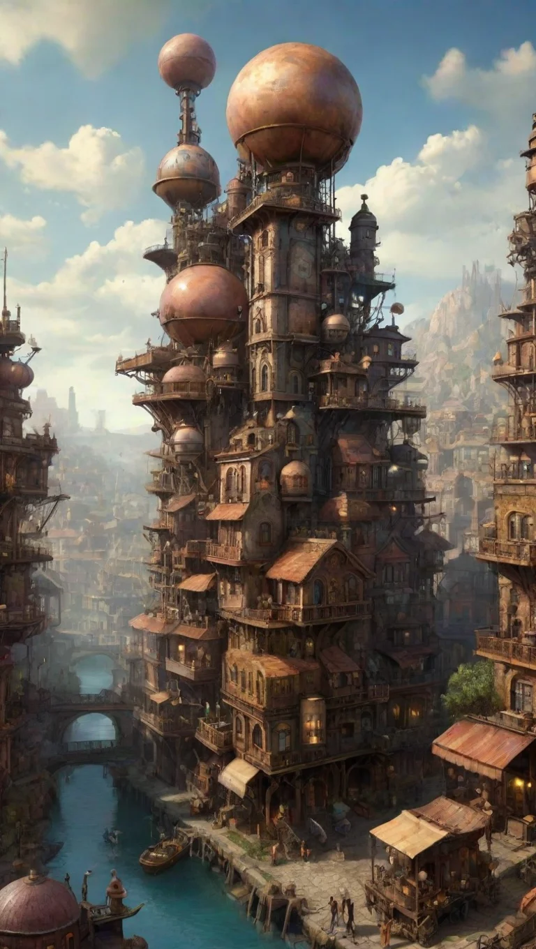 aihigh contrast digital art steampunk chill town epic lovely detailed world venus colony 4 tall