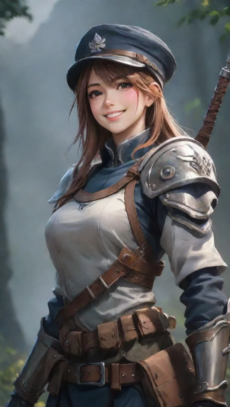 aihigh contrast epic anime hd soldier smile character poster waist up artstation stunning fantasy art final fantasycore 4 tall