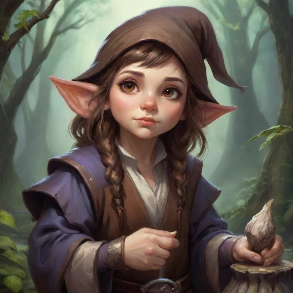 aihigh contrast fantasy art of a gnomish mage with brown hair and brown eyes 4