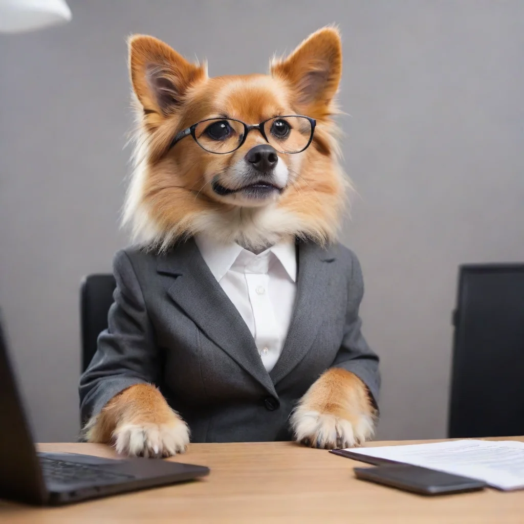aihigh contrast furry dog businesswoman 4