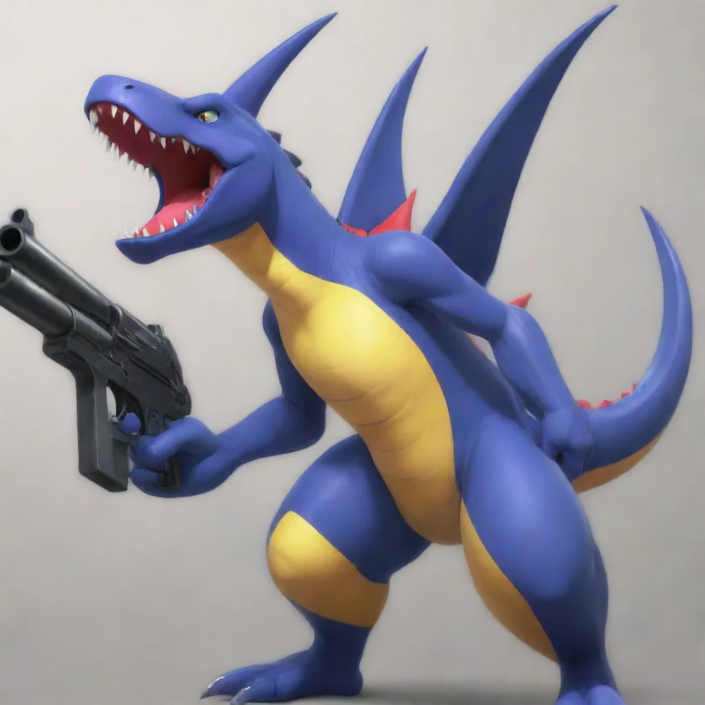 high contrast garchomp with a gun 4