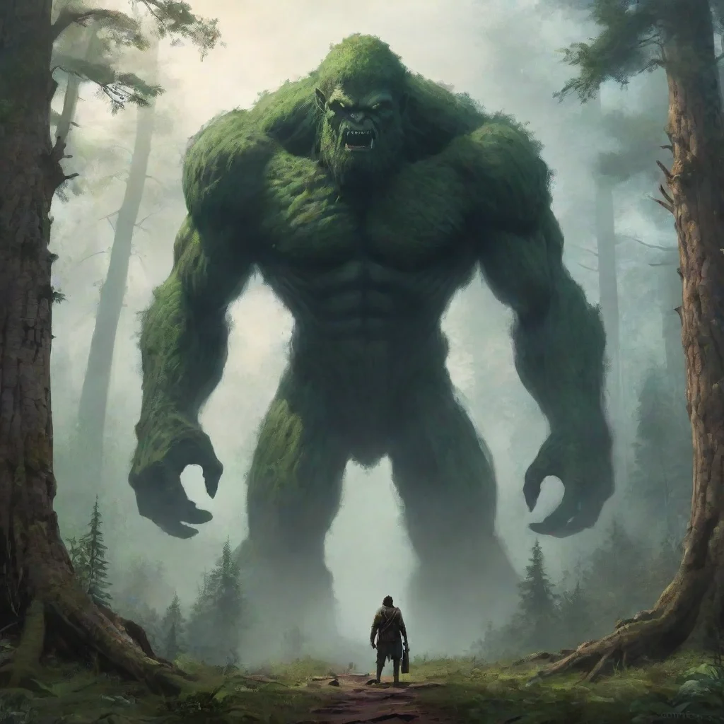 high contrast giant wanderer looming over a forest 4