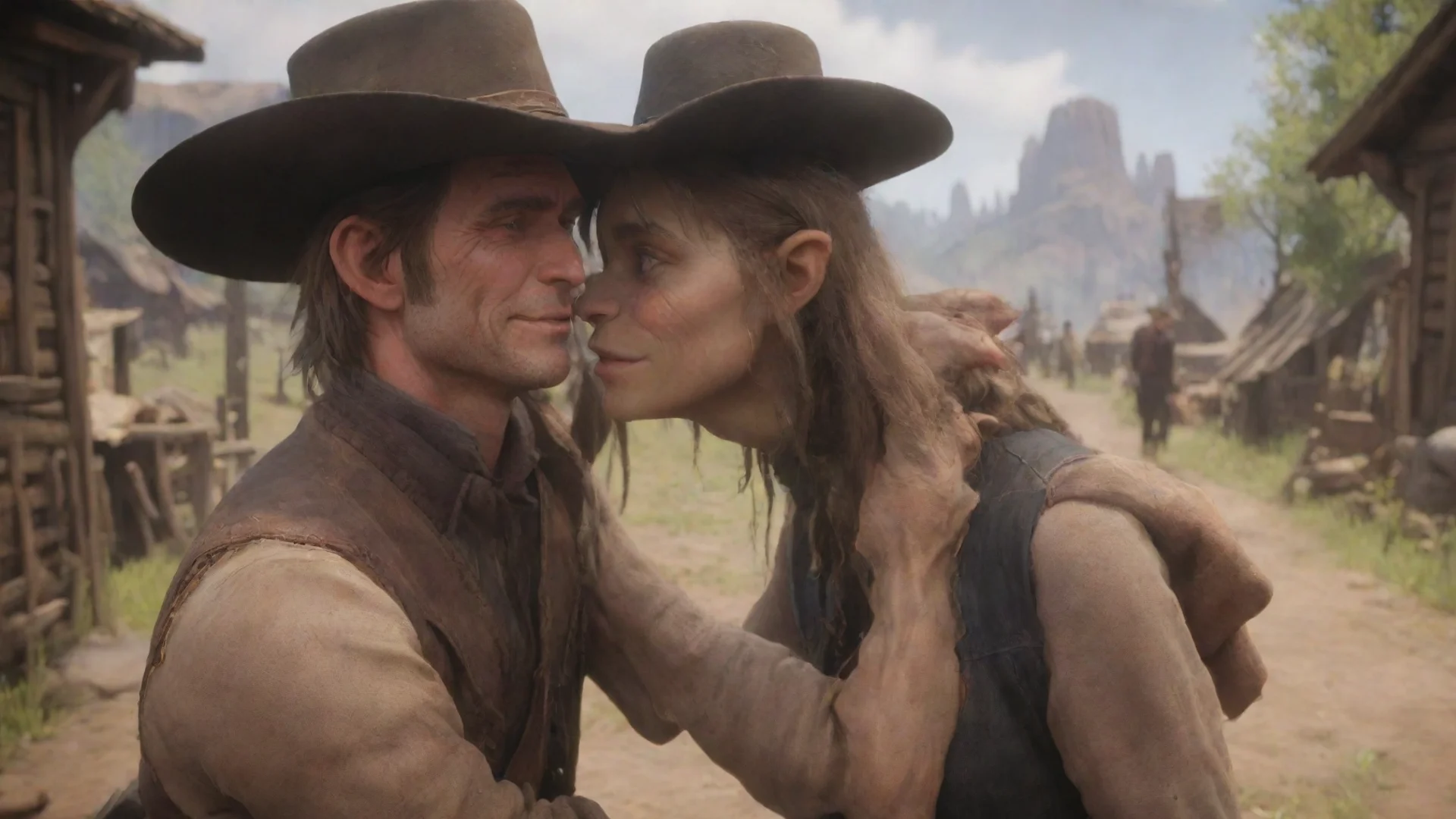 aihigh contrast human cowboy man meeting cute goblin girl redemption2 4 hdwidescreen