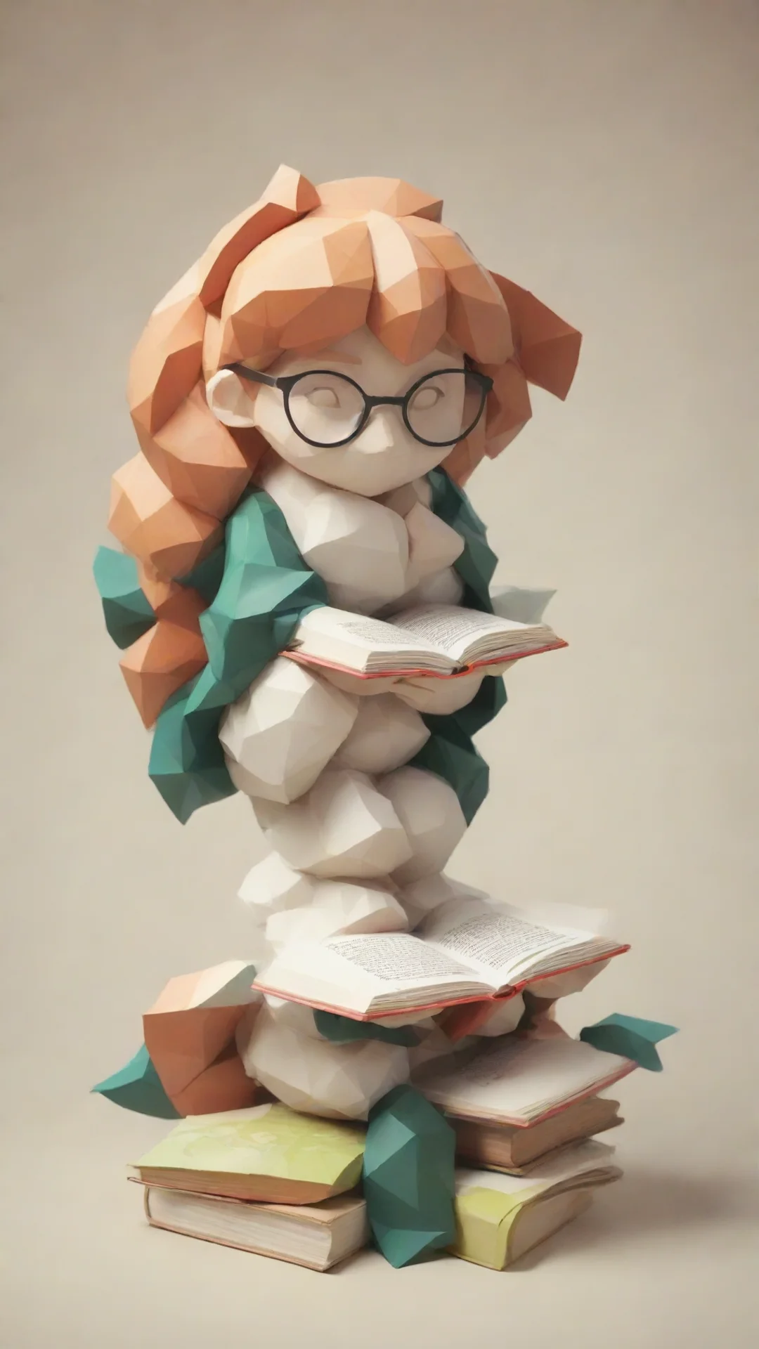 aihigh contrast japanese line art low poly bookworm 4 hdtall