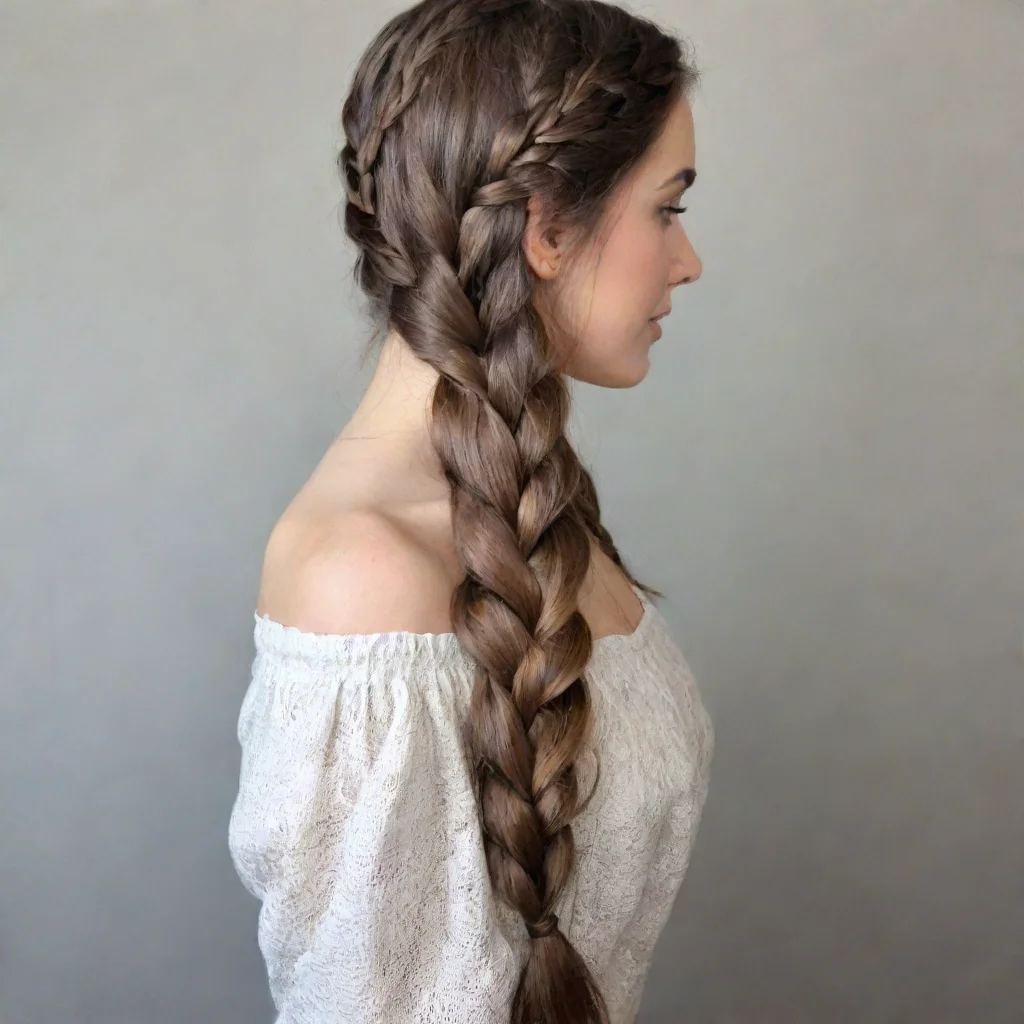 high contrast long braid of hair held in one hand 4