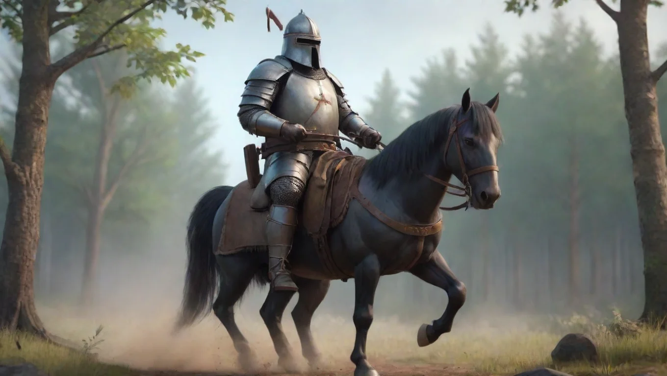 aihigh contrast ned kelly armored rider on horseback with musket epic cinematic armored knight with gun realistic cartoon stylized artstation 4 widescreen