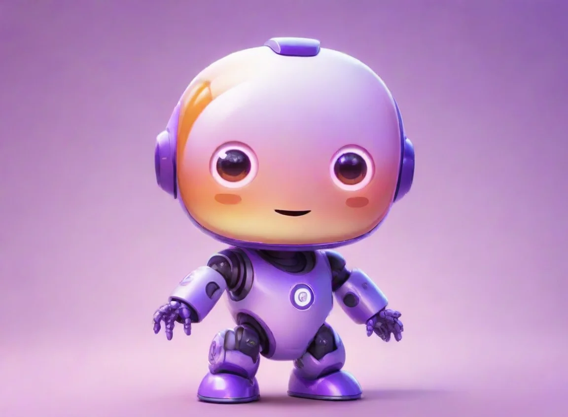 aihigh contrast netwrck ai character happy cute ai robot baby like social net poster appstore draws the eye interesting characters orangepurple gradient interesting 4 landscape43