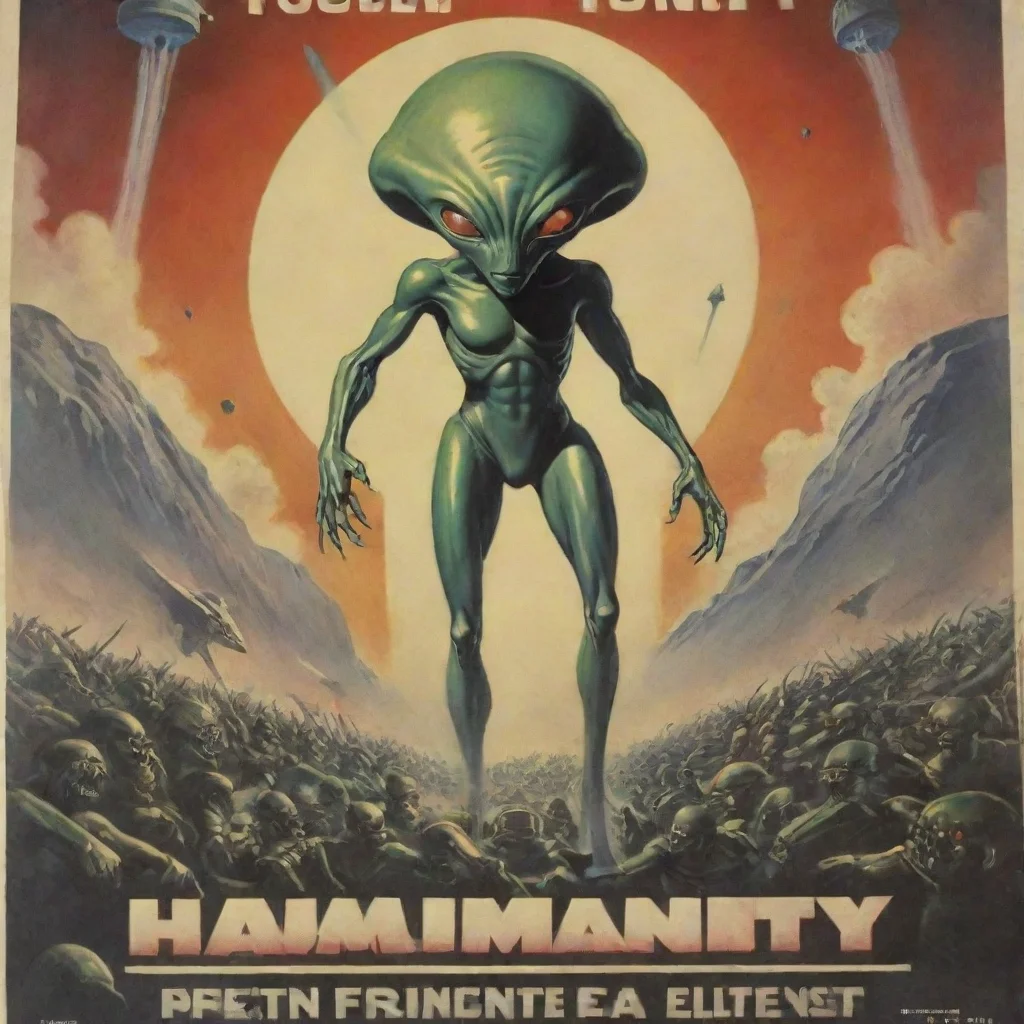 aihigh contrast propaganda poster of humanity fighting aliens 4