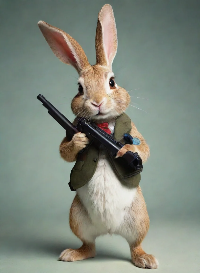 high contrast rabbit with a gun 4 portrait43