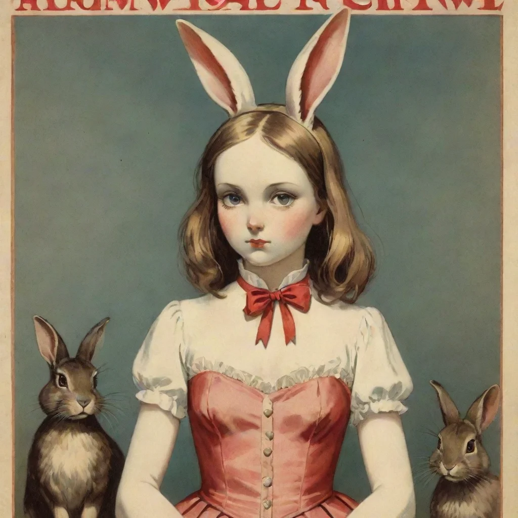 high contrast sad anthropomorphized rabbit girl slave propaganda poster 4