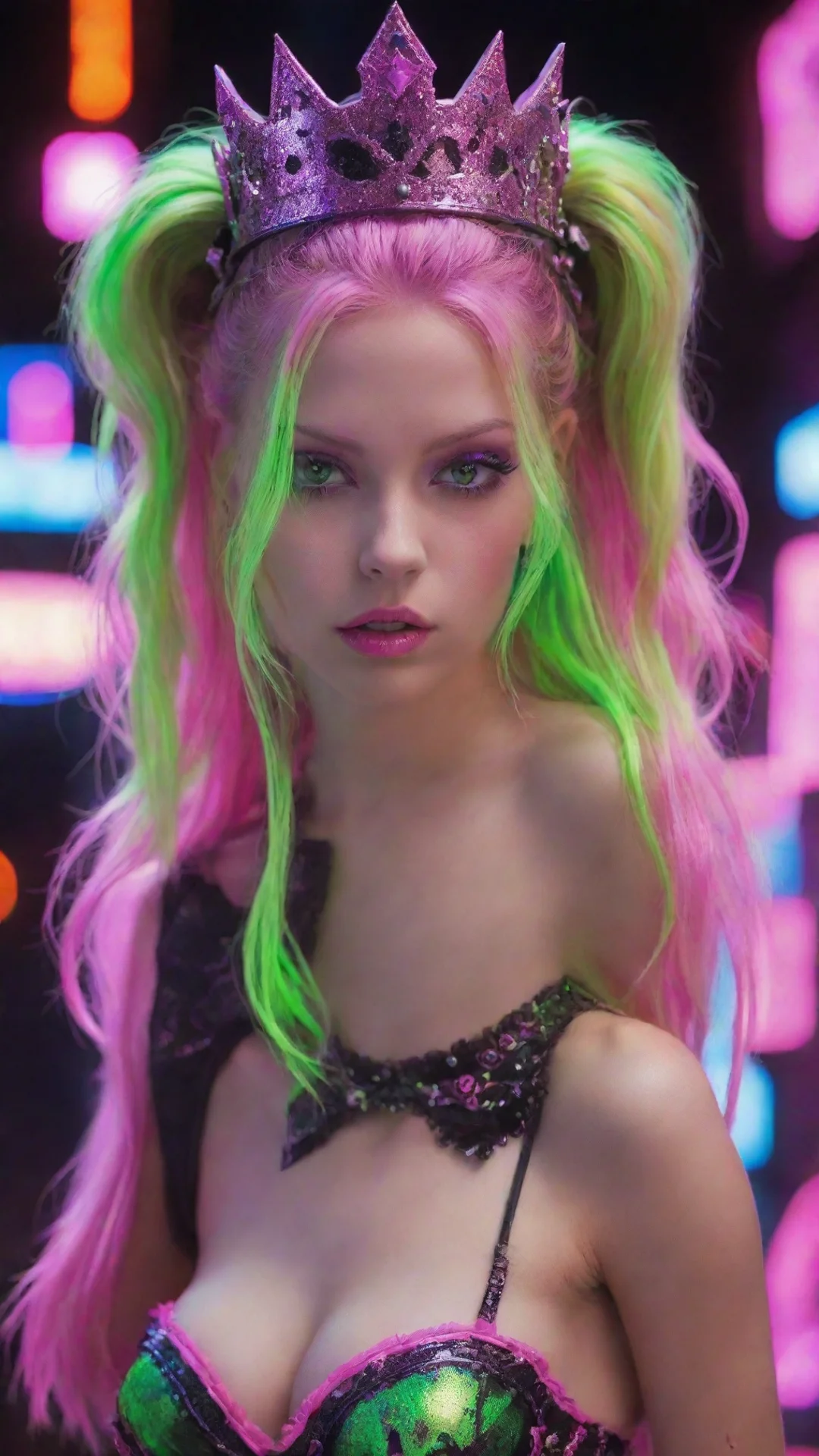 aihigh contrast seductive evil cinematic stunning neon punk fantasy sweet princess 4 hdtall