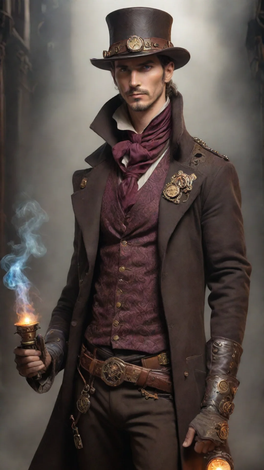 aihigh contrast steampunk masculine handsome mage 4 hdtall
