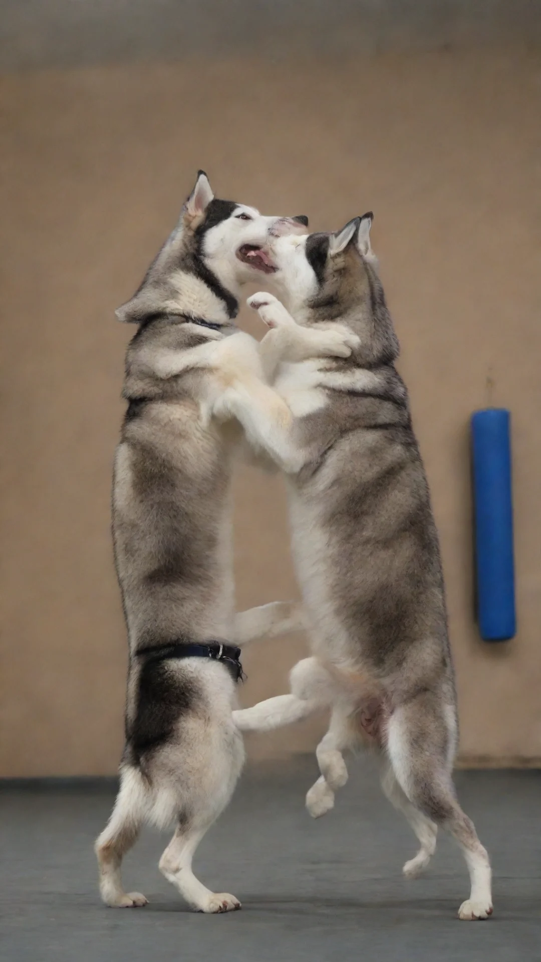 aihigh contrast two husky dogs in the ring boxing 4 hdtall