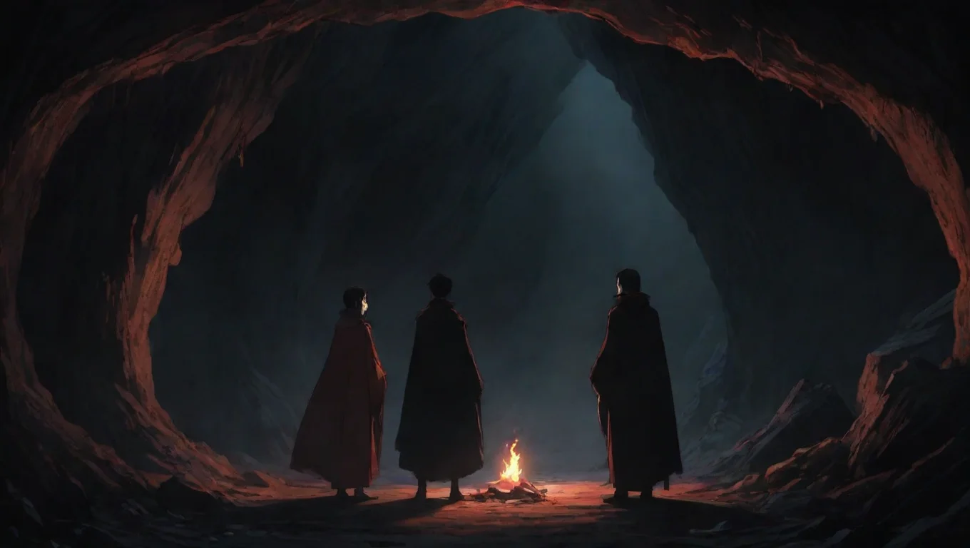 aihigh contrast two vampires in torchlit cave hd ghibli anime aesthetic dark horror 1800 vibe environment 4 widescreen