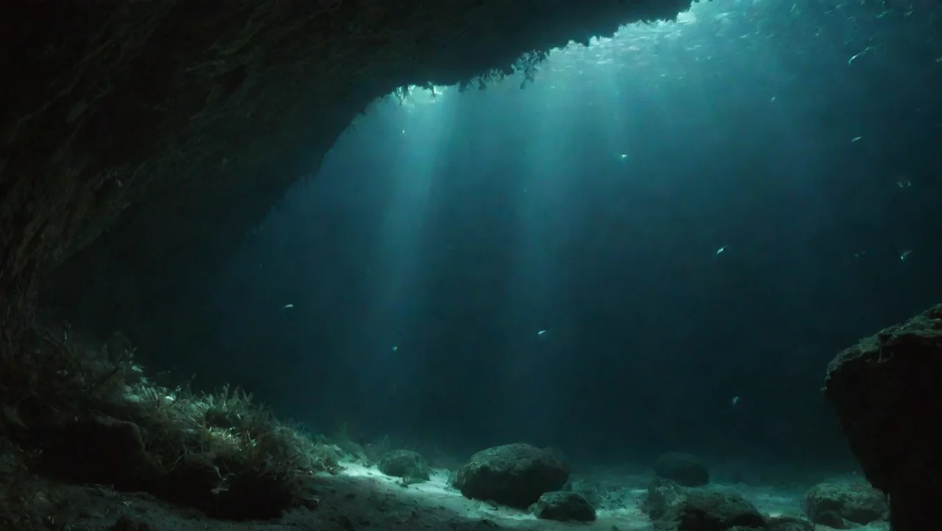 aihigh contrast underwater pov swimming underwater in amazing cave hd glowworms underwater hd detailed film amazing art 4 widescreen