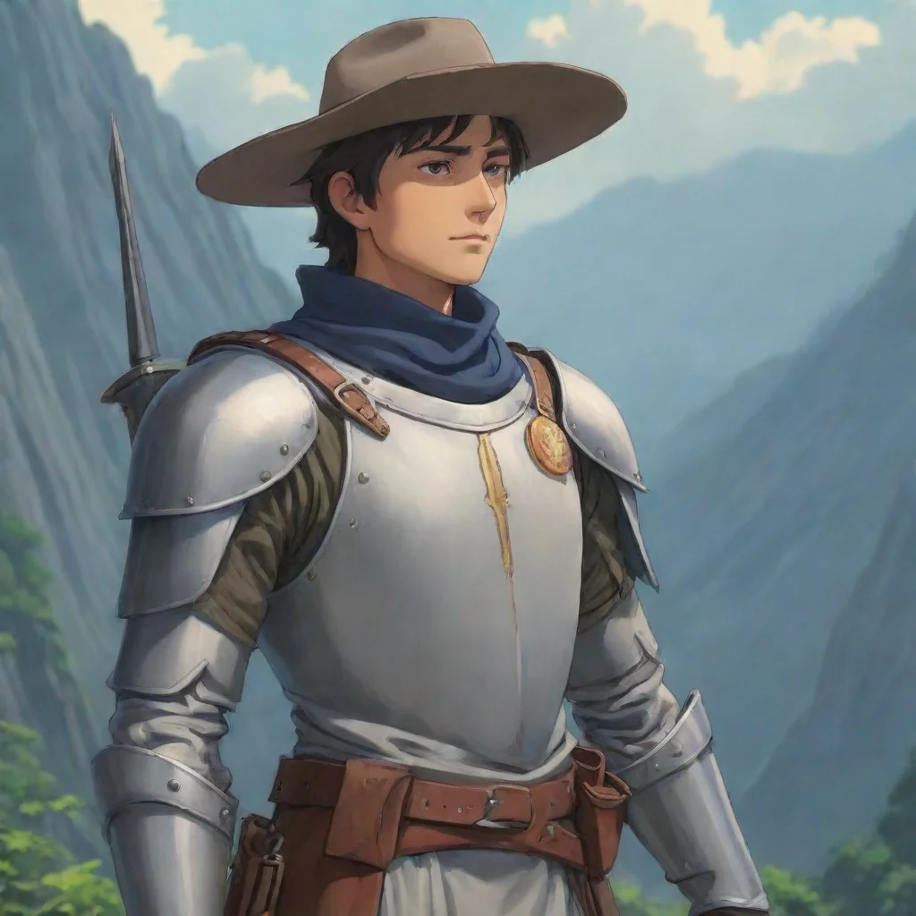 aihigh contrast wanderer western knight handsome hd ghibli vibe 4