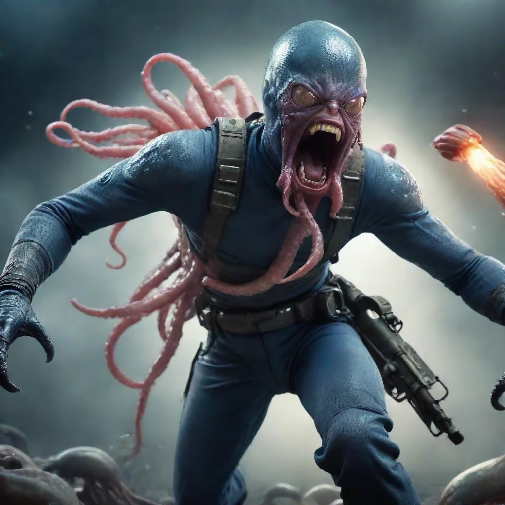 aihigh contrast young angry screaming swedish space soldier man fighting alien squid war hd 4