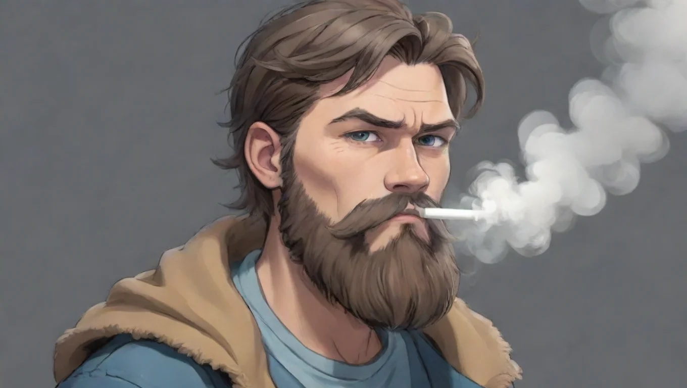 aihigh contrast young bearded swedish hobo man smoke superpower anime style cartoon 4 widescreen