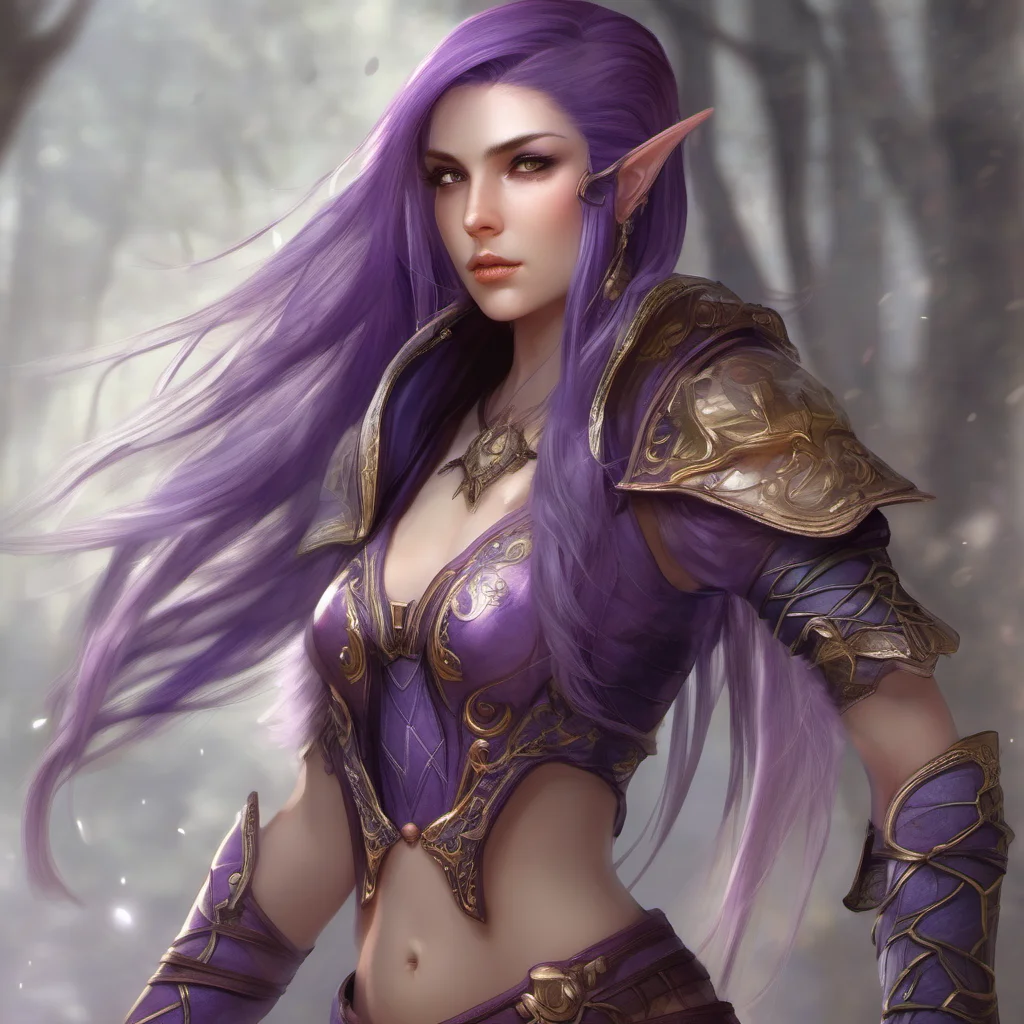 aihigh elf fantasy pretty female purple hair amazing awesome portrait 2